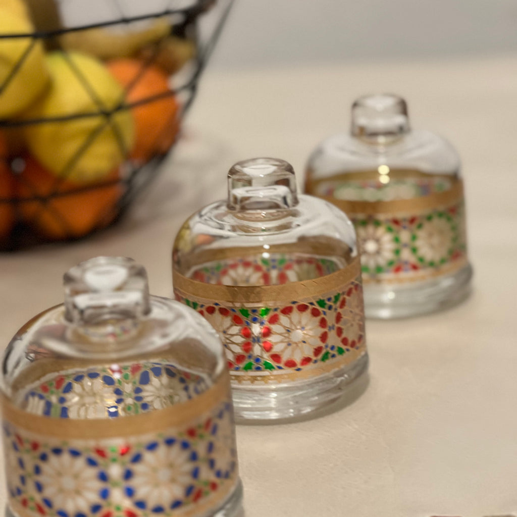Cloche De Présentation en Verre /Cloche Bougeoir /Pot Cloche / couleurs/ Bonbonnière
/Bonbonnière  mosaïque / Zellige / zelija/ zalija