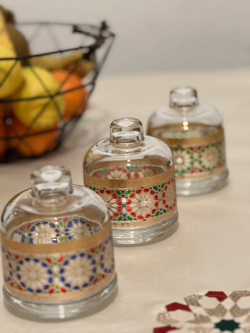 Cloche De Présentation en Verre /Cloche Bougeoir /Pot Cloche / couleurs/ Bonbonnière
/Bonbonnière  mosaïque / Zellige / zelija/ zalija
