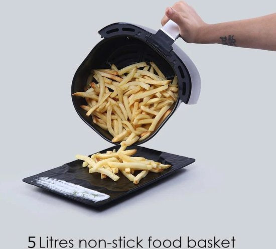 Royalty Line® AF1500 Airfryer XXL - Friteuse à air chaud XXL 5 litres - Airfryers 1500W avec minuterie - 80-200°C - Zwart