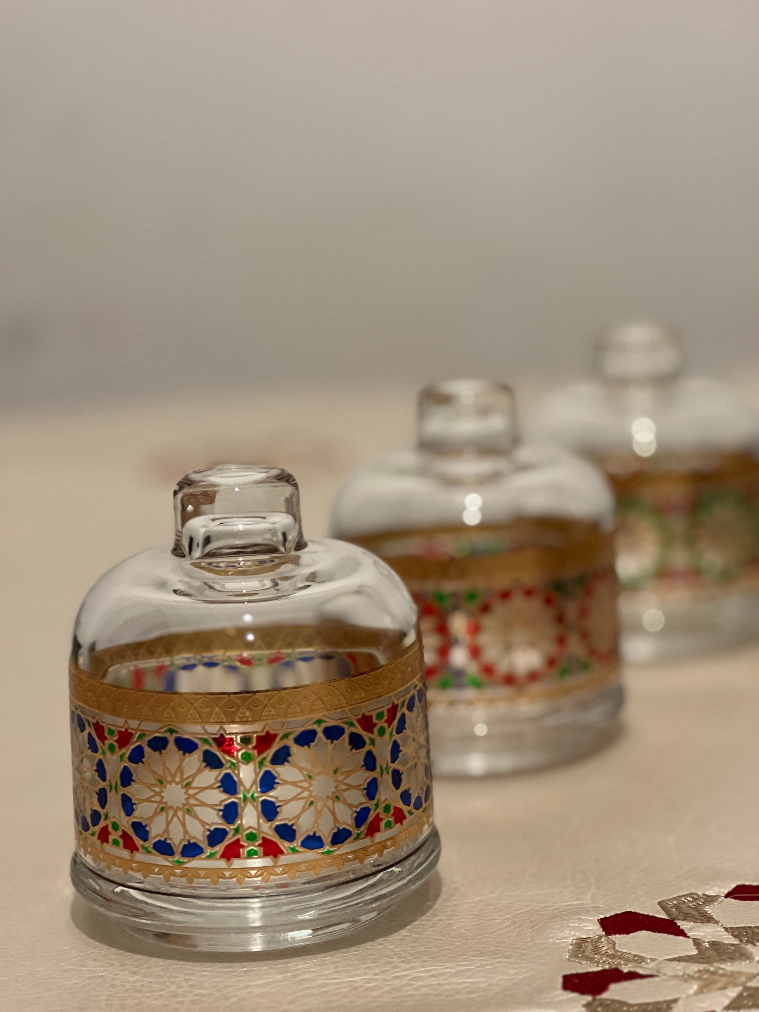 Cloche De Présentation en Verre /Cloche Bougeoir /Pot Cloche / couleurs/ Bonbonnière
/Bonbonnière  mosaïque / Zellige / zelija/ zalija