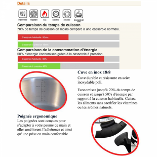 Royalty Line RL-PC10L : cocotte/ Autocuiseur en acier inoxydable de 10 litres