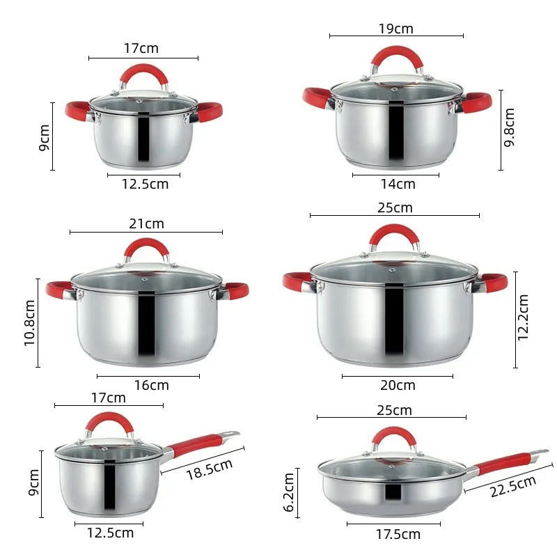 Ensemble de casseroles 12 pièces avec poignée