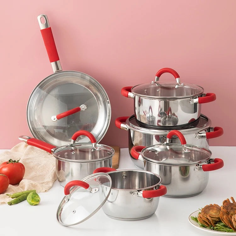 Ensemble de casseroles 12 pièces avec poignée