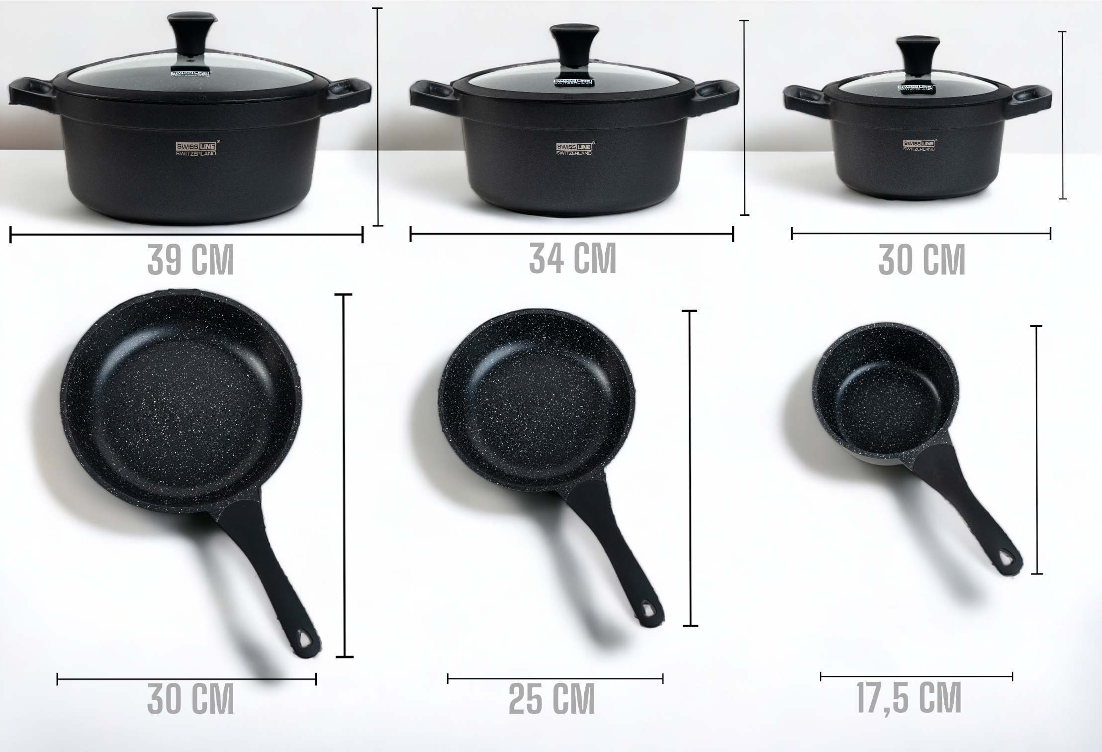 lot de casseroles et poêles , Ensemble de 14 pièces avec revêtement en marbre