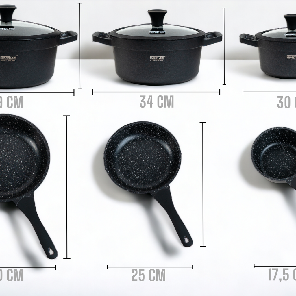 lot de casseroles et poêles , Ensemble de 14 pièces avec revêtement en marbre