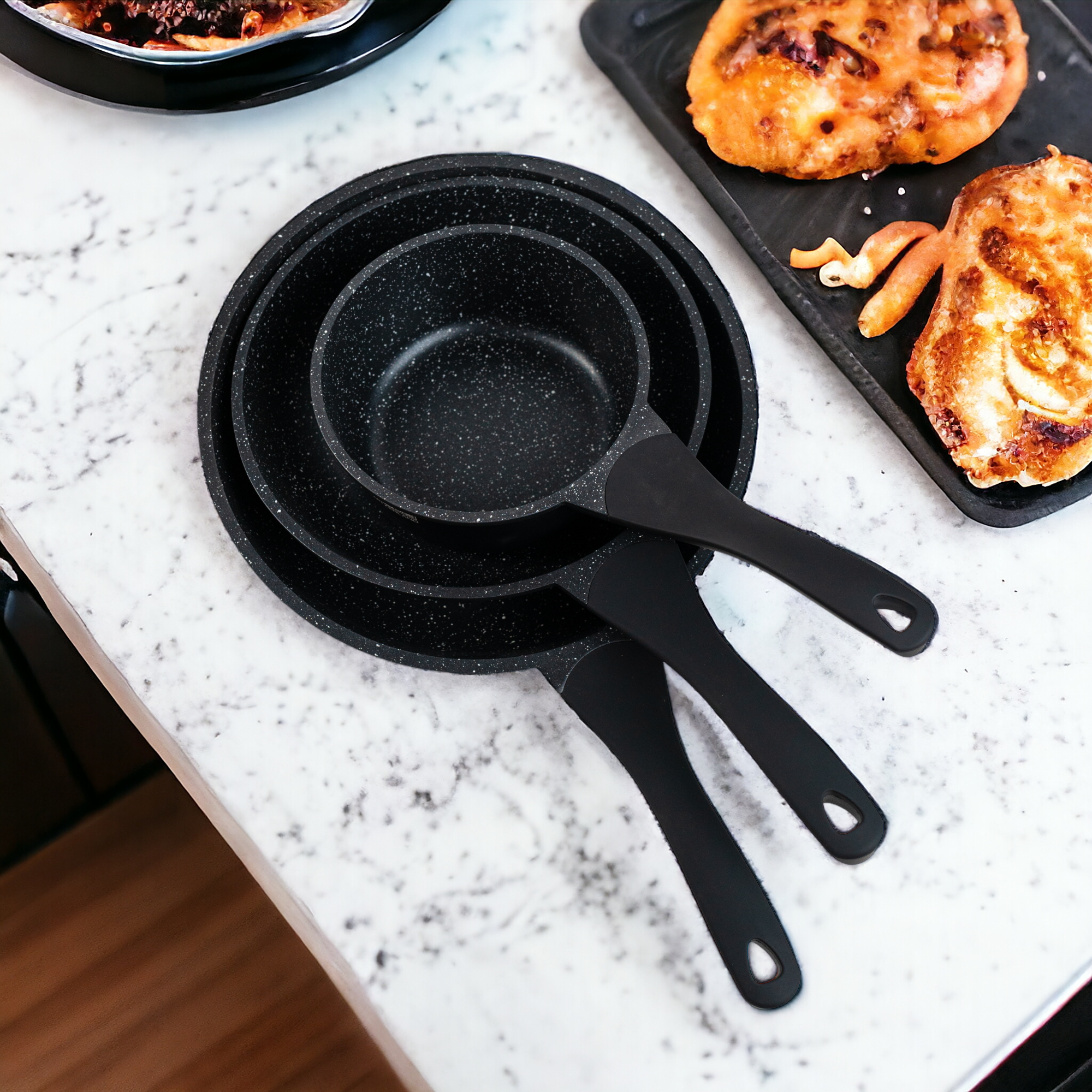 lot de casseroles et poêles , Ensemble de 14 pièces avec revêtement en marbre
