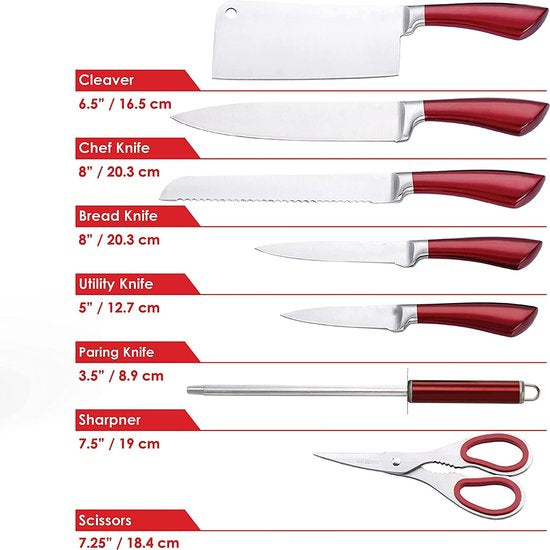 Ensemble de couteaux 8 pièces rouge /  Messenset - 8-Delig rood