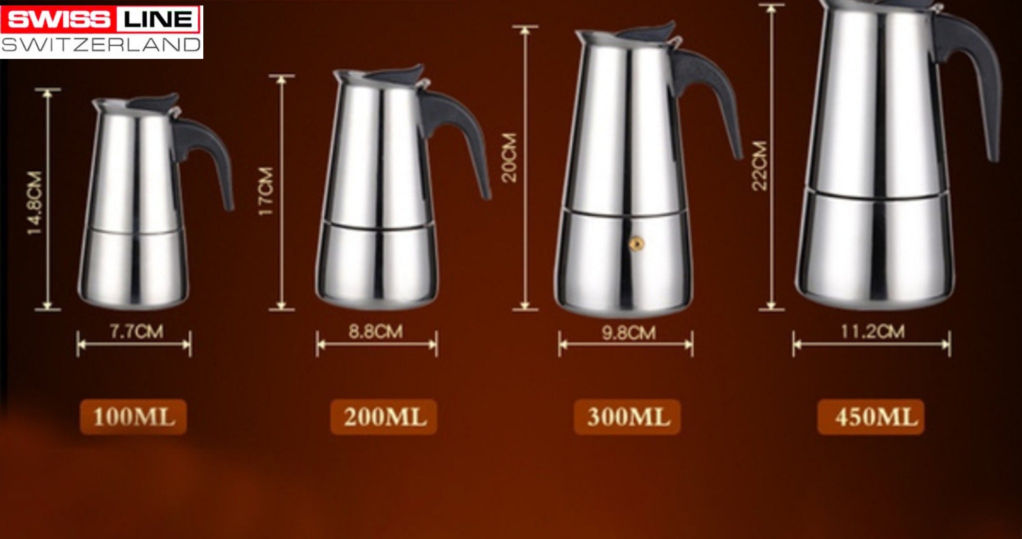 Swiss Line Cafetière Italienne en inox