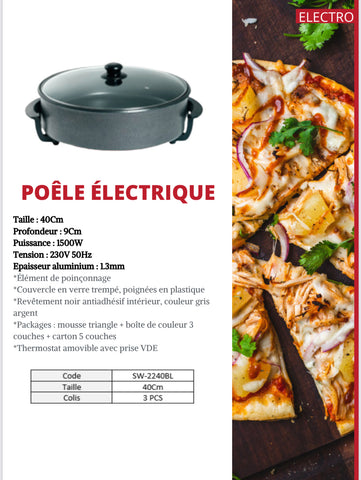Plaque à pizza électrique 40CM/9 cm