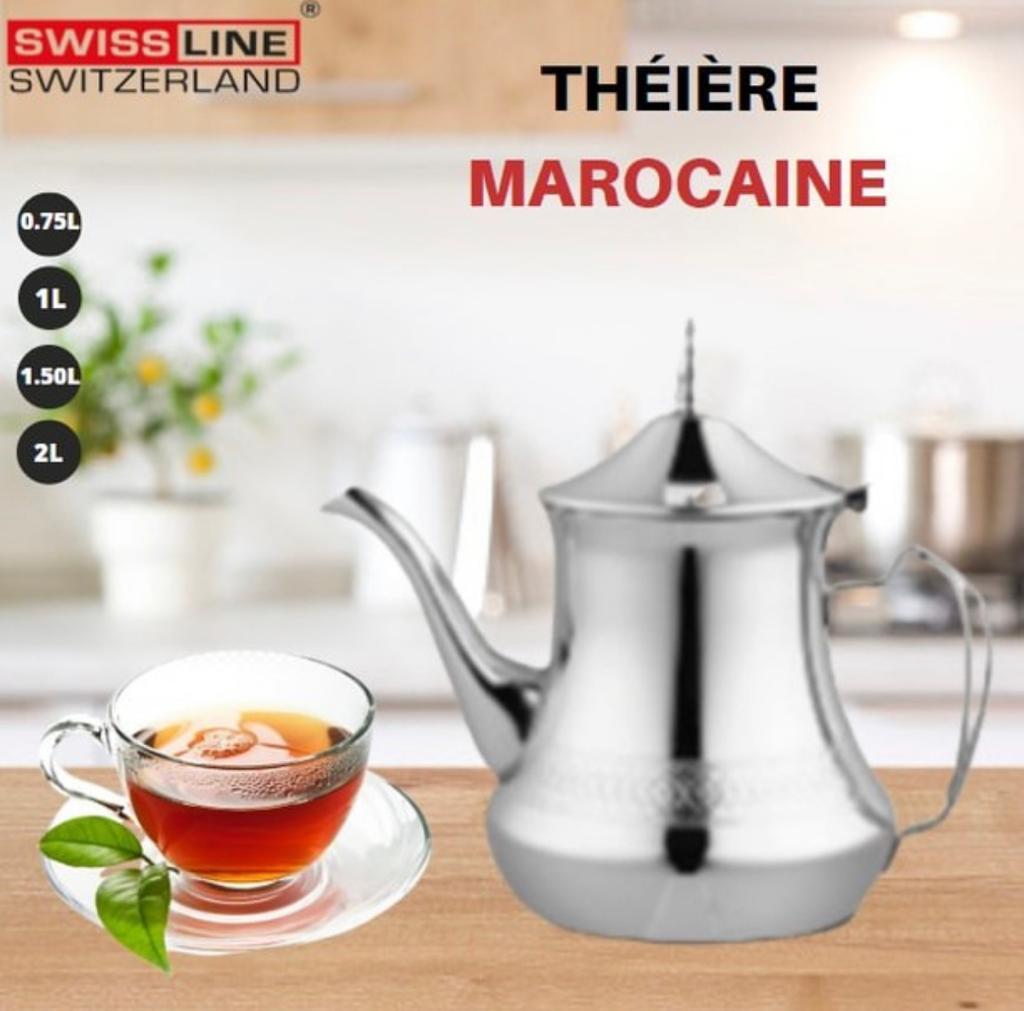 Théière TRADITIONNELLE en acier inoxydable argenté