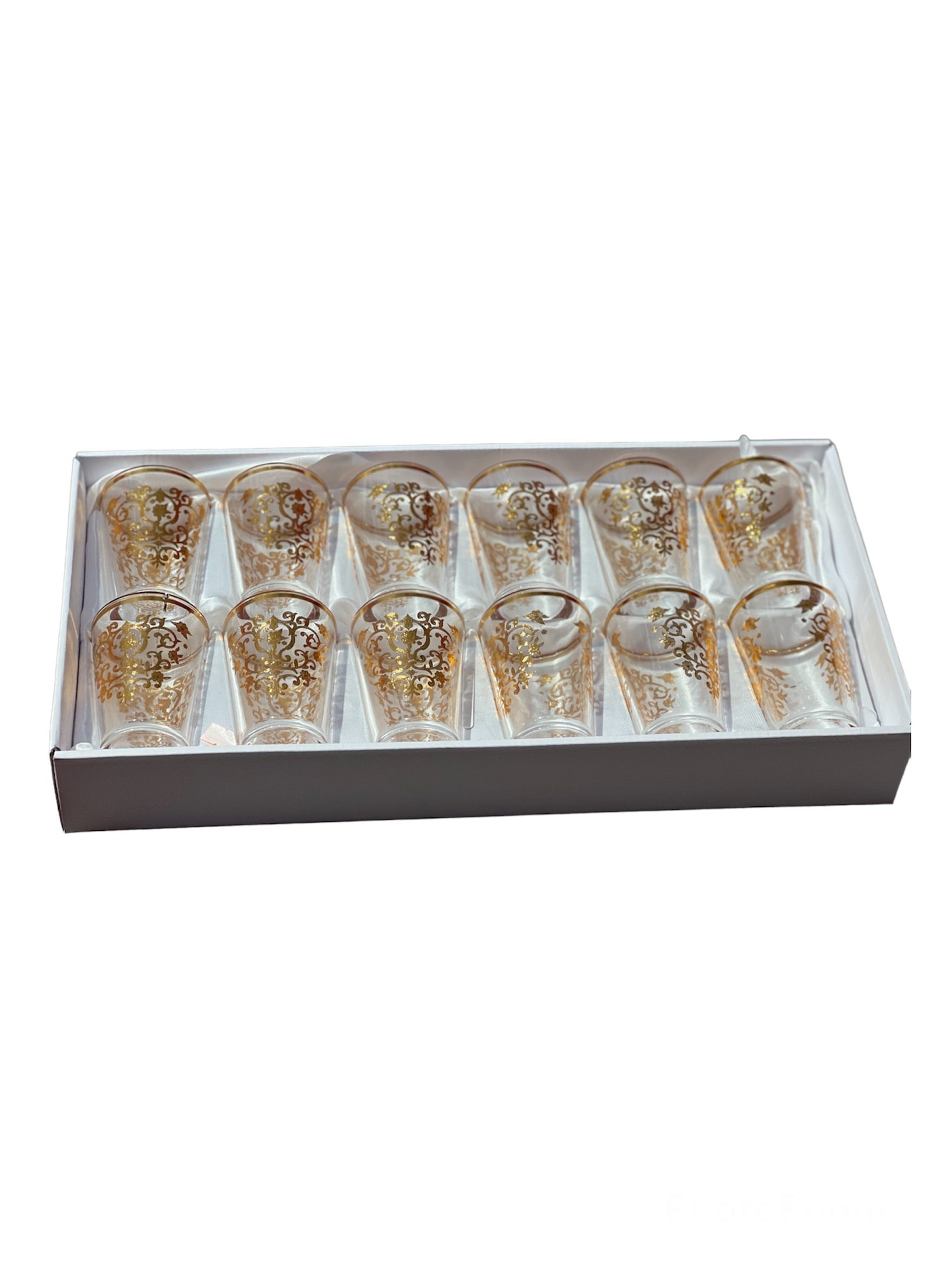 Théière & Verres à thé (12 pcs) Motifs dorés