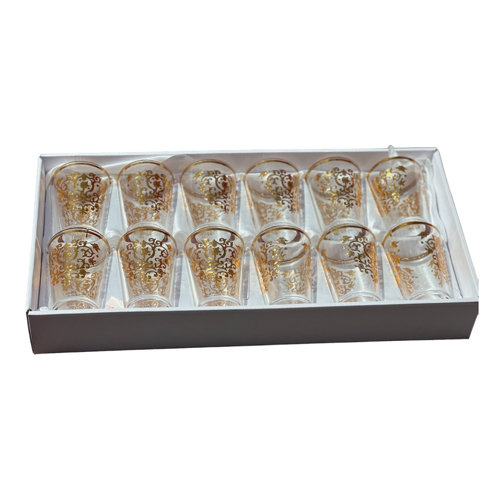 Théière & Verres à thé (12 pcs) Motifs dorés