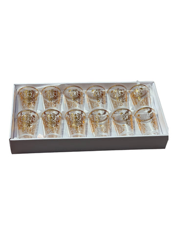 Théière & Verres à thé (12 pcs) Motifs dorés