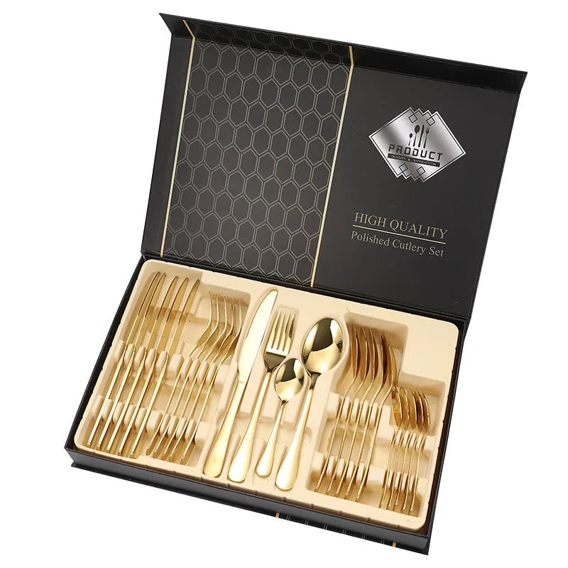 Set de ménagères 24 pcs doré / couvert
